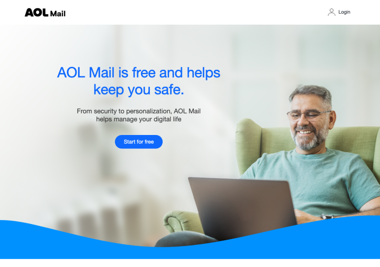 Capture d'écran du site mail.aol.com