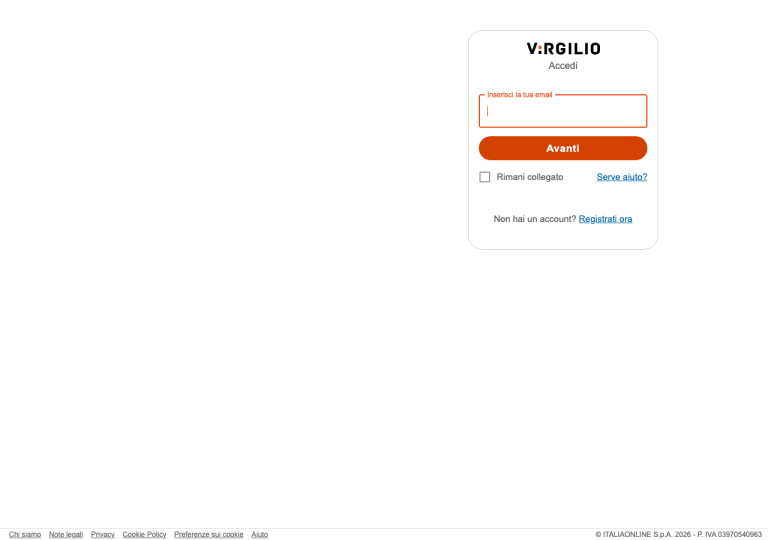 Capture d'écran du site mail.virgilio.it