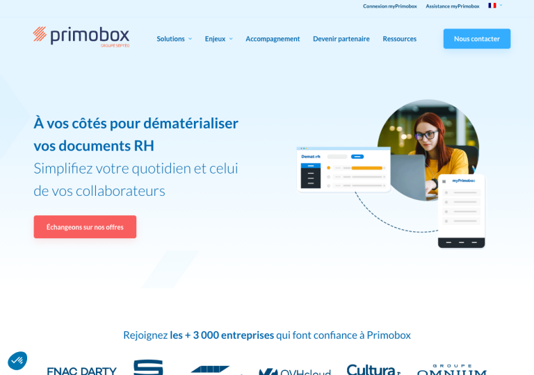 Capture d'écran du site primobox.com